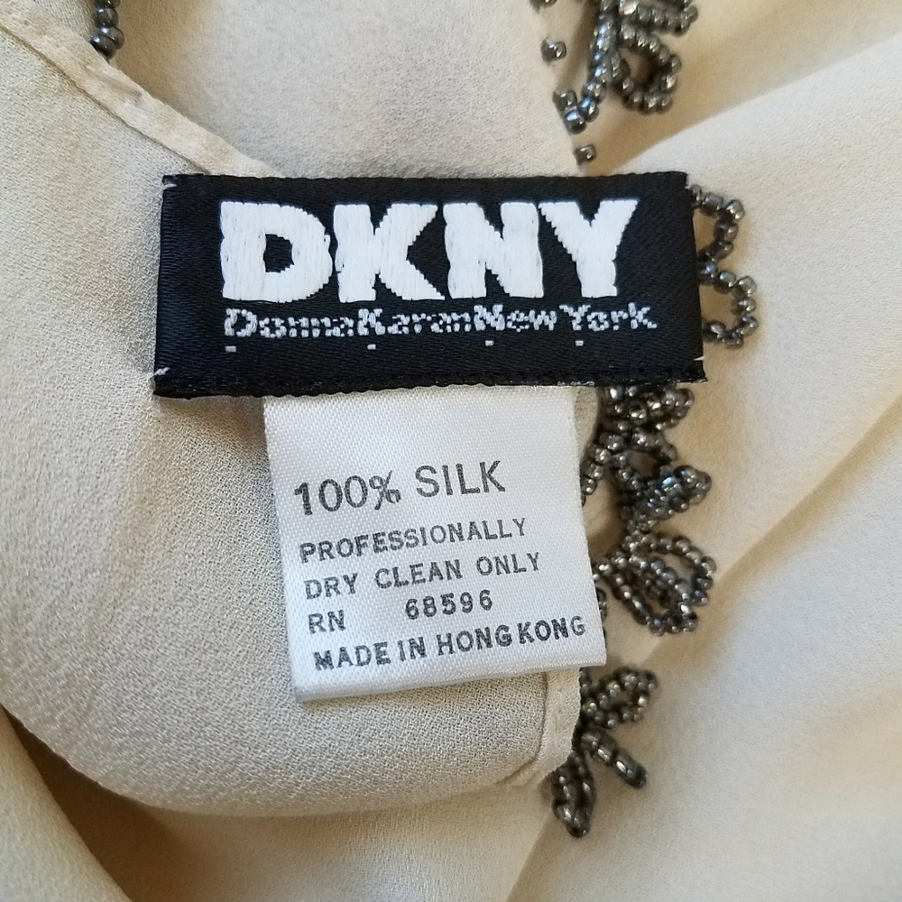 DKNY Vintage Silk Beaded Scarf - Picture 5 of 5
